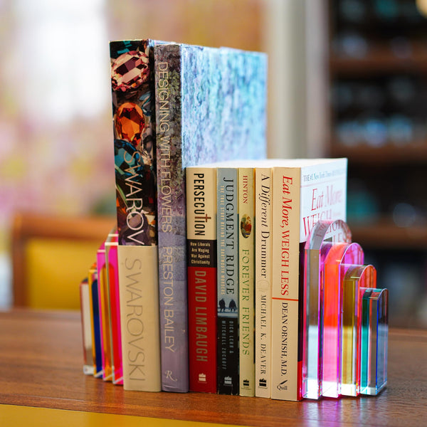 Crystal Geometric Bookends – Colorful Non-Skid Decorative Set of 2