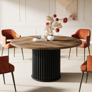 Round Dining Table 47-Inch MDF Metal Base Seats 4-6