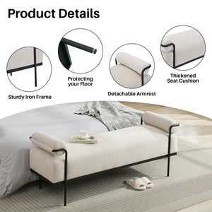 Upholstered End of Bed Bench with Metal Legs