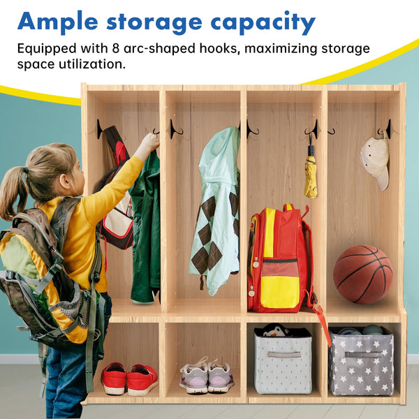 4-Section Kids Coat Locker with Bench