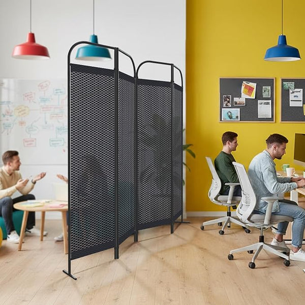 4-Panel Freestanding Room Divider with 3D Fabric Panels