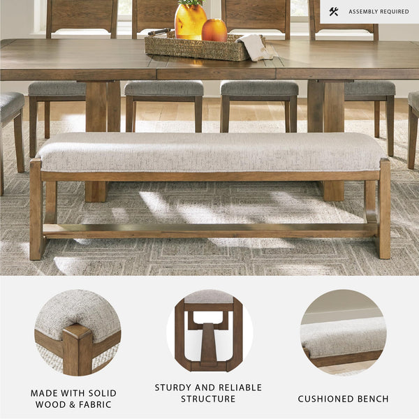 Farmhouse Upholstered Dining Bench with Foam Cushion
