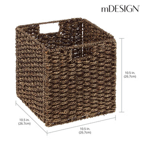 Seagrass Woven Cube Storage Baskets with Handles