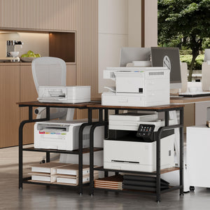 3-Tier Rolling Printer Stand with Adjustable Shelf
