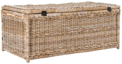 Wicker Storage Trunk with Flip-Top Lid