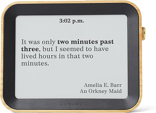 Literary Quote Clock – E-Ink Display, White Oak Wood