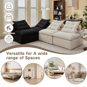 Modular Sectional Sofa with Corduroy Upholstery & Lumbar Pillows