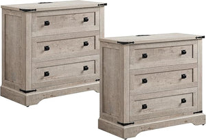 32" Farmhouse Nightstand with Charging Station