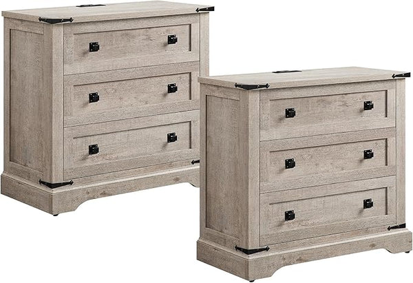 32" Farmhouse Nightstand with Charging Station