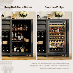 Extra Large Coffee Bar Cabinet with Fridge Space & Power Outlets