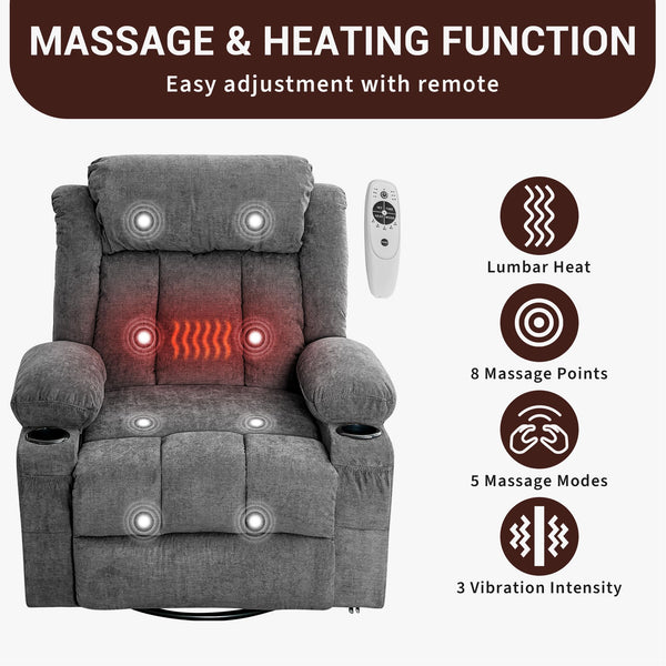 Swivel Glider Rocking Recliner Chair with Cup Holder