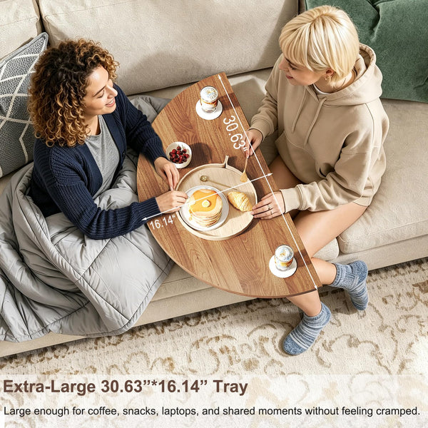 Round Coffee Table with 2-Tier Rotating Storage, 30.63"