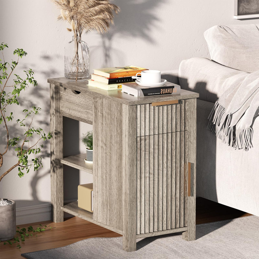 End Table with Charging Station & Storage