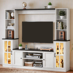 74'' Wall Unit Entertainment Center with LED & Power Outlets