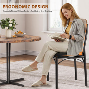 Upholstered Dining Chairs Set of 4 – PU Leather, Metal Legs
