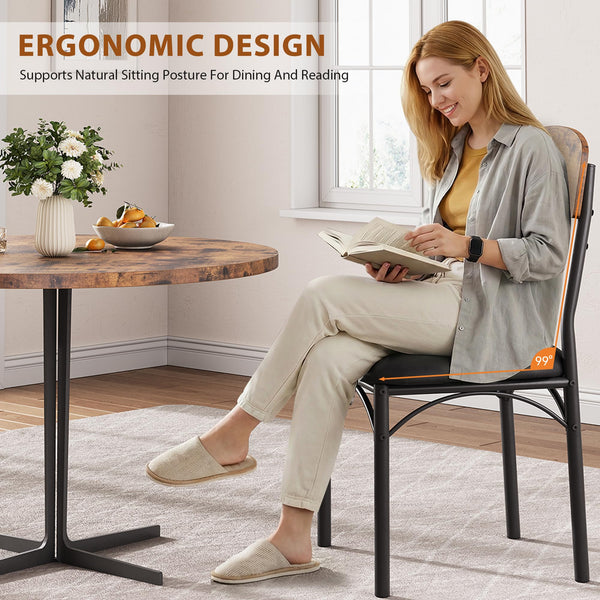 Upholstered Dining Chairs Set of 4 – PU Leather, Metal Legs
