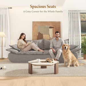 86.6" Cloud Couch Sailboat Sofa – 3-Seater, Deep Seat, Chenille, Light Grey