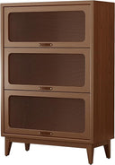 Solid Wood Bookcase with Glass Doors, 3-Shelf