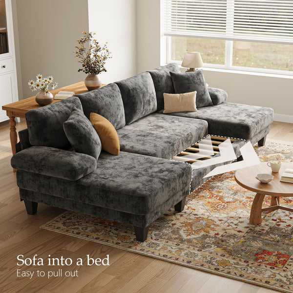 U-Shaped Convertible Sleeper Sofa with Pull-Out Bed