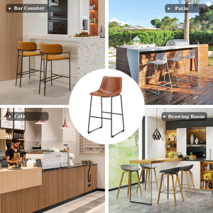 Counter Height Bar Stools Set of 2 – Faux Leather, Metal Frame, 30 Inch Seat Height