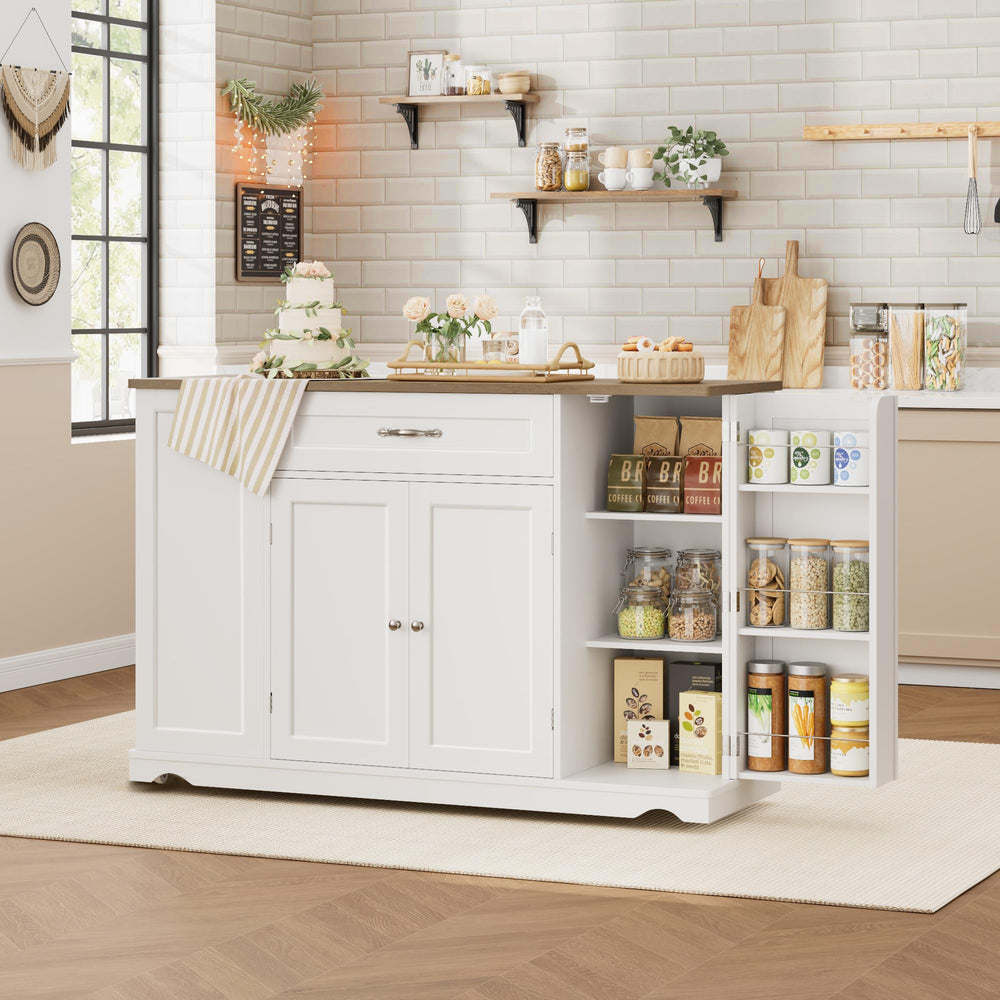 Kitchen Island Cart with Storage on Wheels