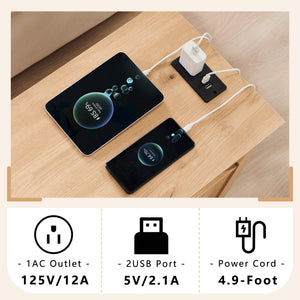 Farmhouse Nightstand Set of 2 with Charging Station