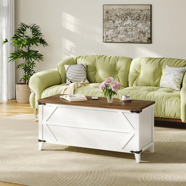 Storage Bench with Toy Box & Safety Hinges – Rustic White
