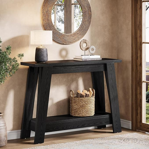Farmhouse Console Table 2-Tier with Storage Shelf