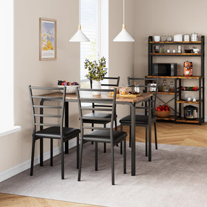 5-Piece Dining Table and Chair Set with Cushioned Chairs