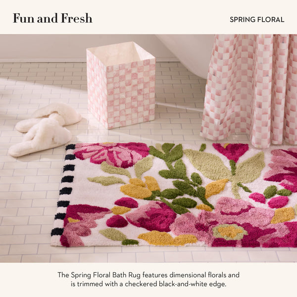 Spring Floral Cotton Bath Rug 24" x 36"