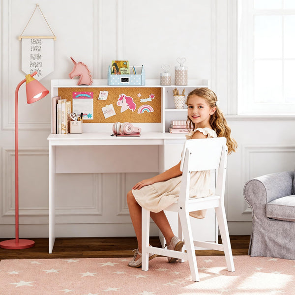 Kids Study Desk with Chair Set and Hutch