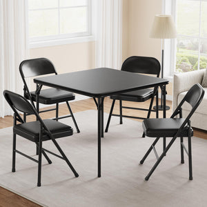 5-Piece Folding Table and Chair Set with Metal Frame