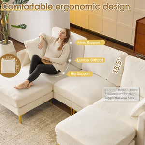 100" U-Shaped Sectional Sofa with Ottoman