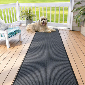 Commercial Entrance Runner Rug 3x10 Non-Slip Indoor Outdoor Grey