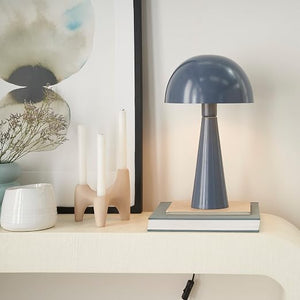 Mushroom Table Lamp 16" | Matte Black Metal Accent Light