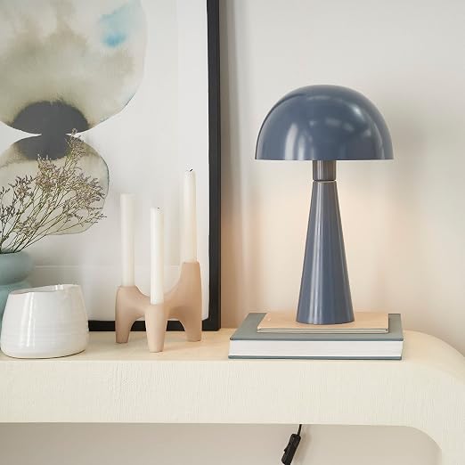Mushroom Table Lamp 16" | Matte Black Metal Accent Light