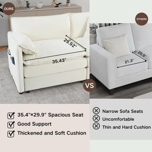 Modular Sectional Sofa with Ottomans & Pillows – Beige