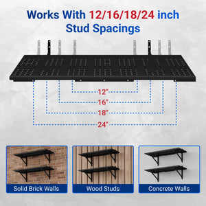 Heavy Duty Perforated Wall Shelf 4-Tier 1400 lbs Garage Storage Rack