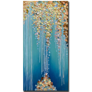 Hand-Painted Abstract Oil Painting on Canvas – 24x48 Inch Framed Wall Art