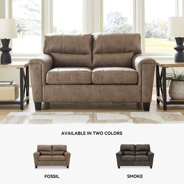 Dark Brown Faux Leather Loveseat