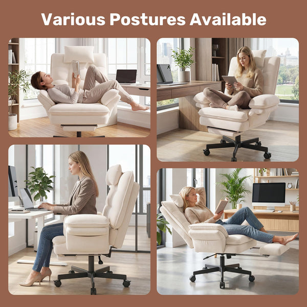 Criss Cross Office Chair with Foot Rest, Reclining Swivel Velvet Chair