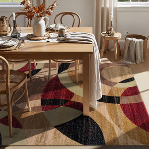 Modern Circles Area Rug 5'3" x 7'3" – Polypropylene, Multi-Color Options