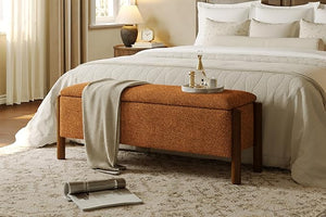 Storage Ottoman Bench with Walnut Legs