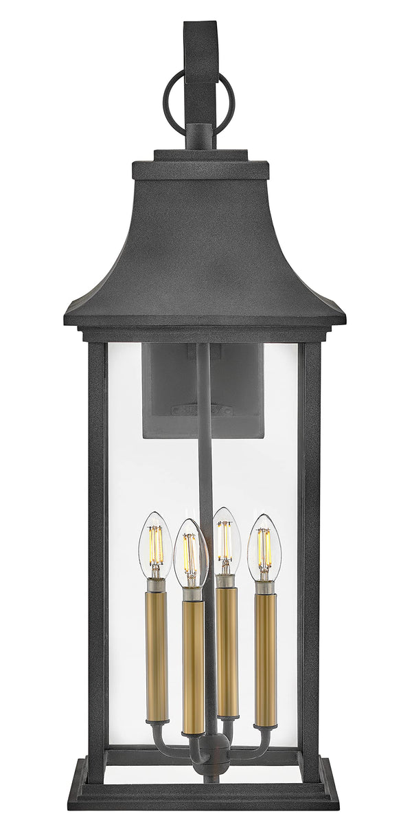 Four-Light Outdoor Wall Mount Lantern – Aluminum & Clear Glass