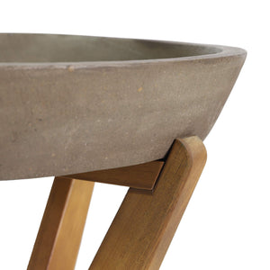 Outdoor Concrete & Acacia Wood Side Table