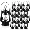 Vintage LED Camping Lanterns Set of 16 – Battery Operated Metal Hurricane Lanterns with Dimmer Switch