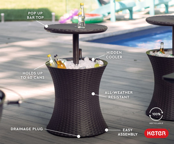 Outdoor Pop-Up Bar Table with Built-In Cooler
