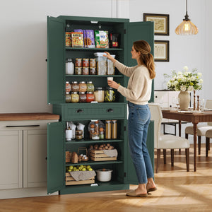 72" Tall Kitchen Pantry Cabinet with Drawer & Adjustable Shelves