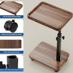 C-Shaped Adjustable Height Side Table with Wheels