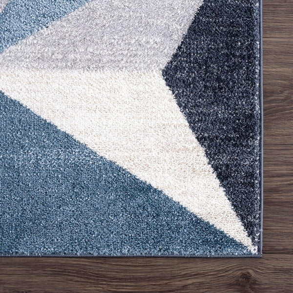 Gray & Blue Geometric Area Rug | 5' x 8' Contemporary Rectangular